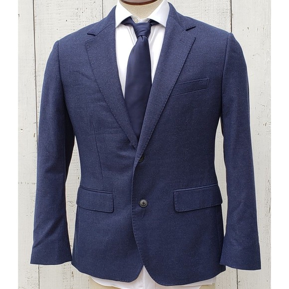 Bonobos Italian Stretch Wool Flannel Blazer Suit Jacket Bright Navy Men 40R Slim - Picture 3 of 13